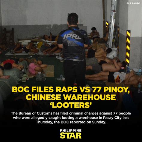 looted pinah|BOC files raps vs 77 Pinoy, Chinese warehouse ‘looters’.